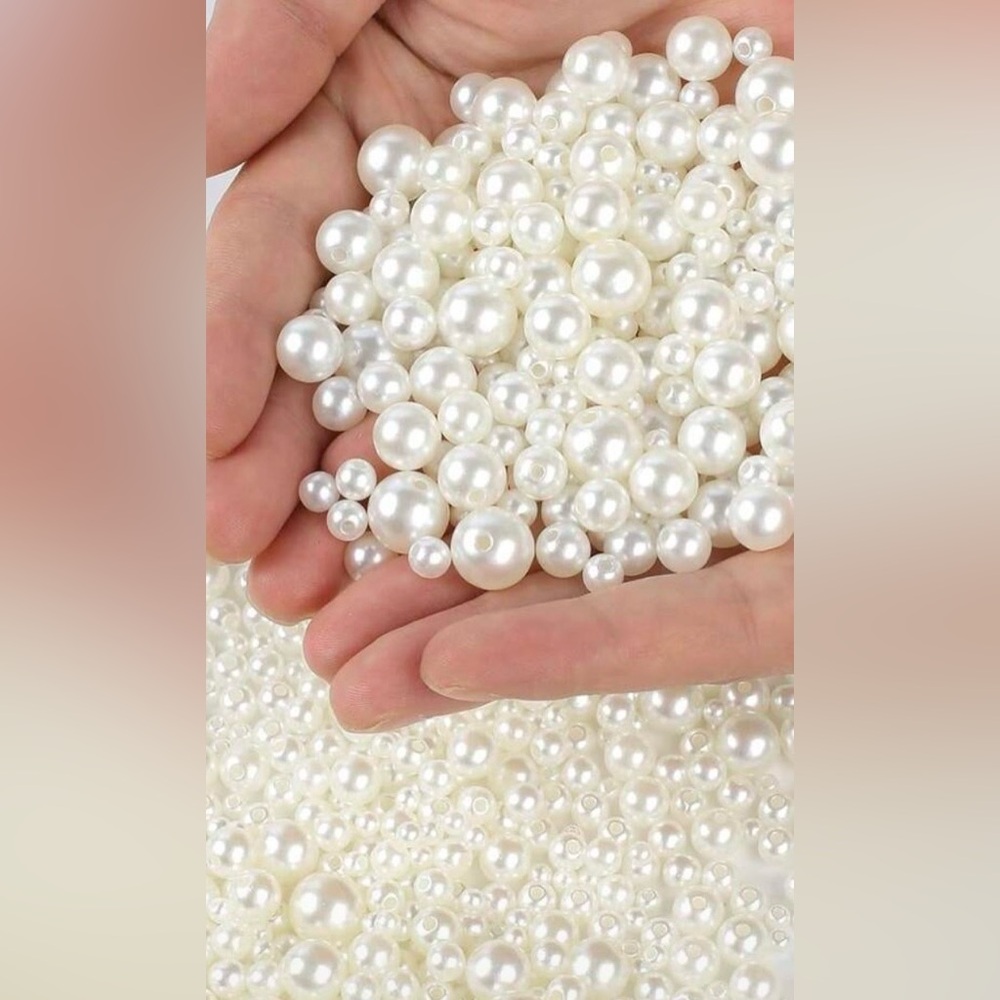 260 Ivory Decorative Pearls with Holes, Sew-on Crafts, Clothes, New